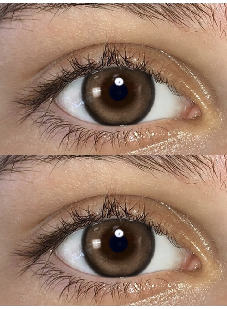 Brown Yearly Colored Contact Lenses, Unisex Cosmetic Contact Lenses, Natural Fashion Lenses, 42% Soft Lenses - view 3